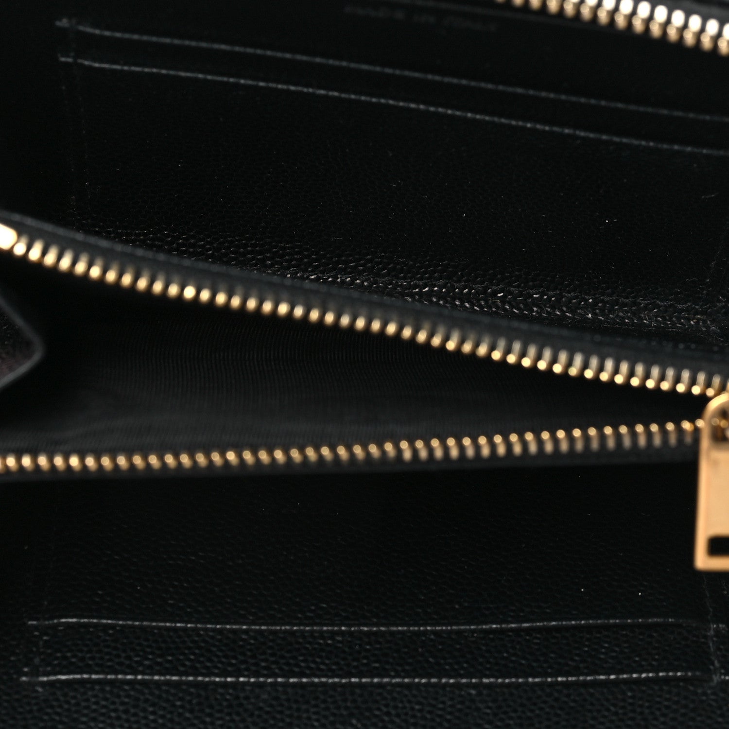 Saint Laurent Grain De Poudre Matelasse Chevron Monogram Small Zip Around Wallet Black 5 of 7