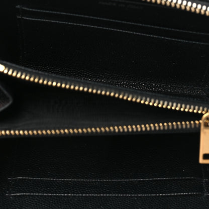 Saint Laurent Grain De Poudre Matelasse Chevron Monogram Small Zip Around Wallet Black 5 of 7