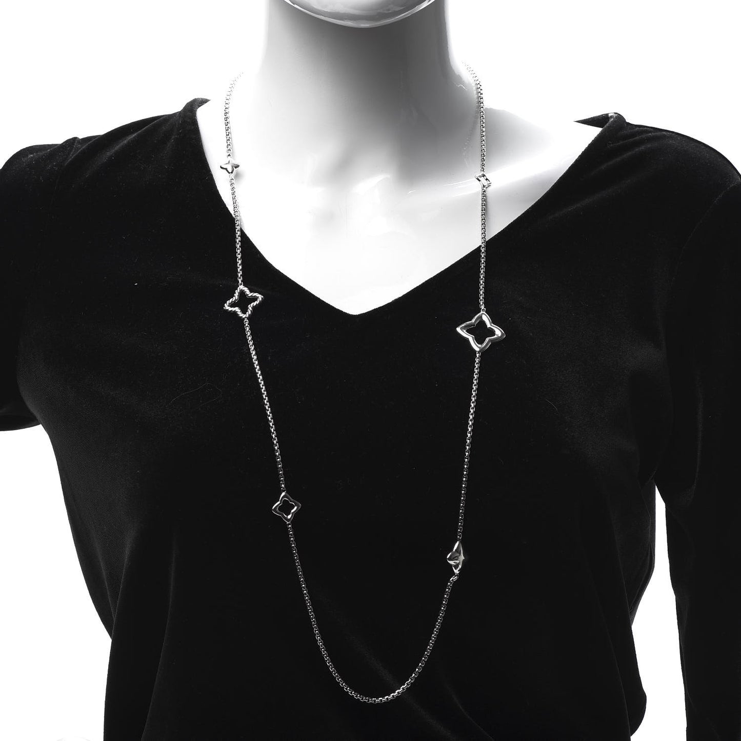 Sterling Silver 25mm Quatrefoil Chain Necklace