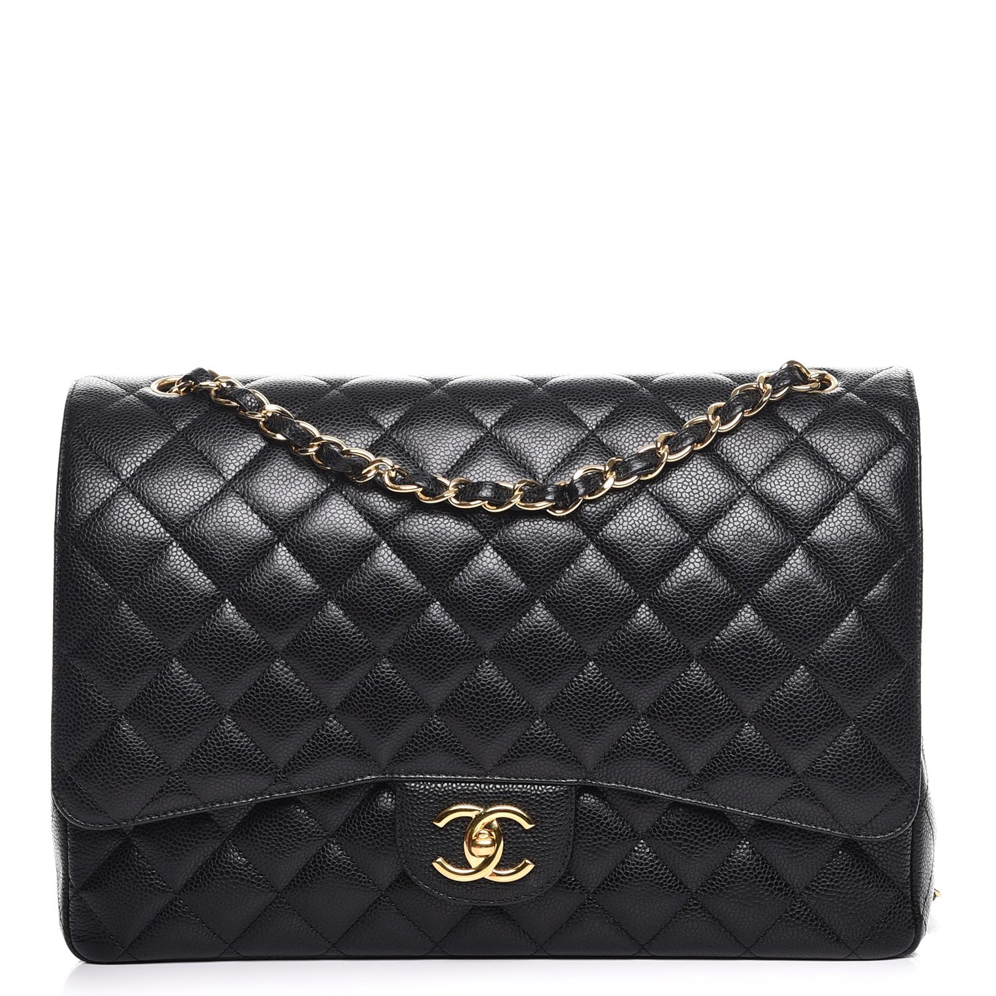 Caviar Quilted Maxi Double Flap Black