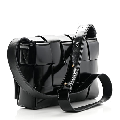 Bottega Veneta Patent Maxi Intrecciato Cassette Crossbody Bag Black 2 of 11
