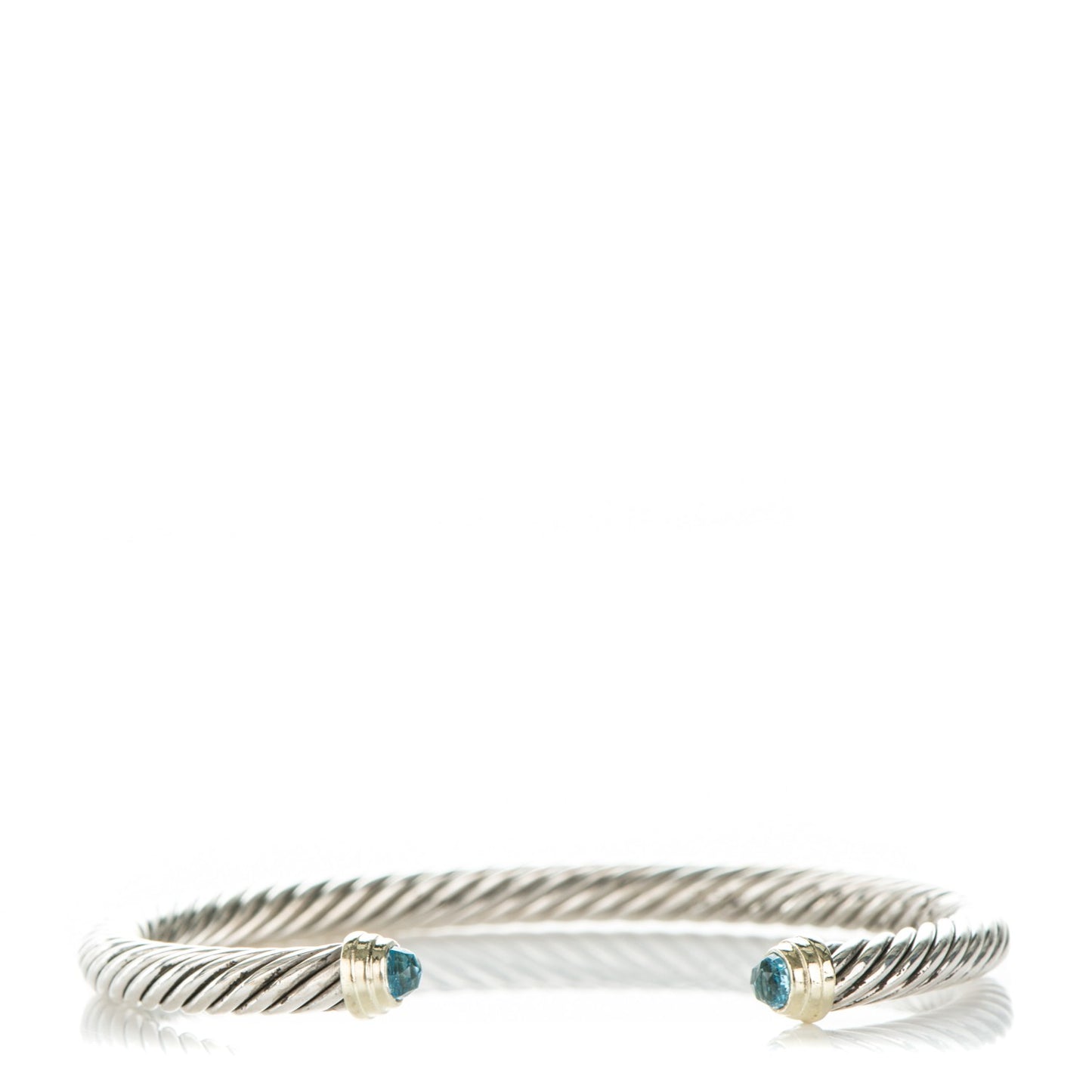 Sterling Silver 14K Yellow Gold Blue Topaz 5mm Cable Classics Petite Color Bracelet