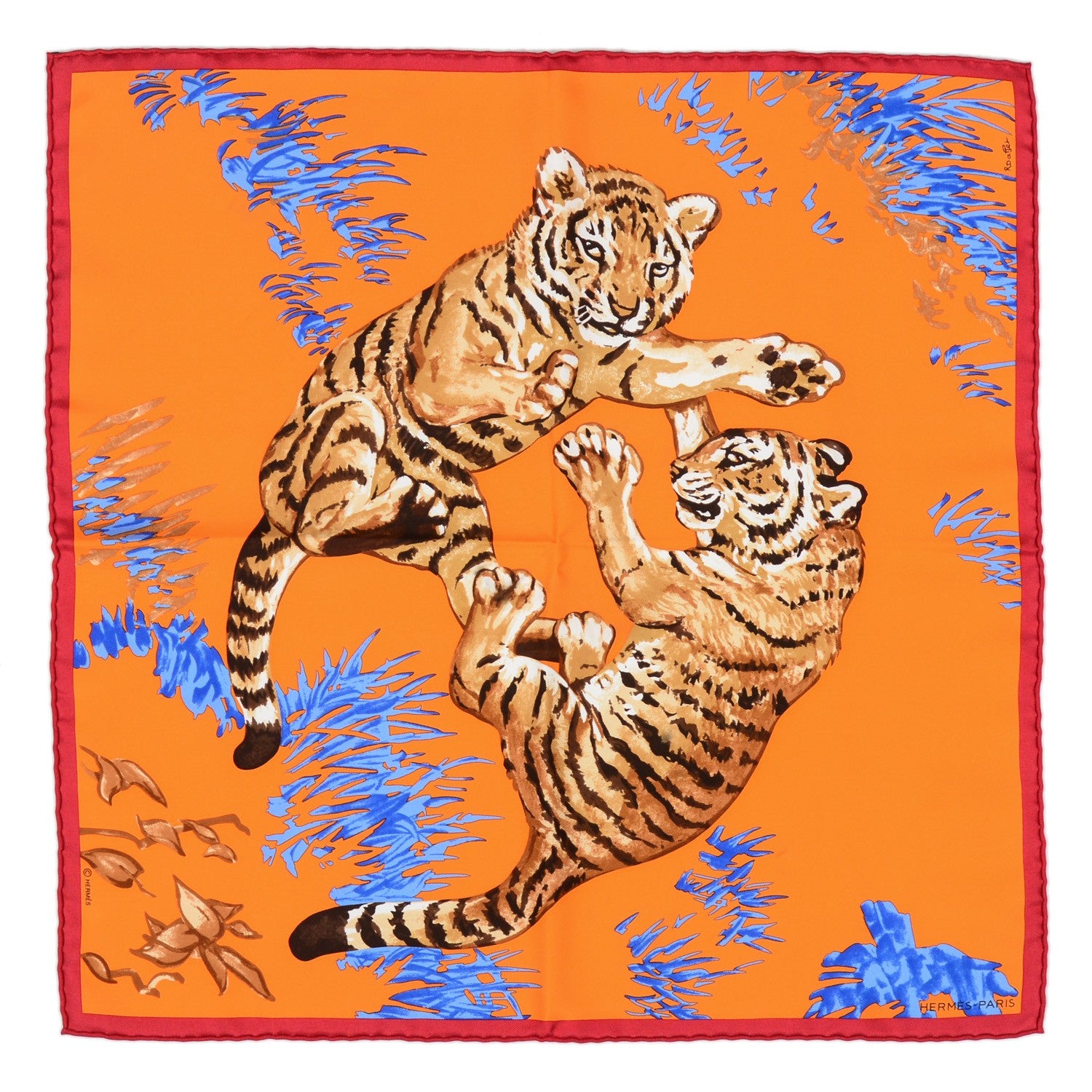Hermes Silk Les Tigreaux Pocket Square 2 of 5