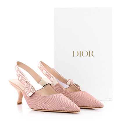 Christian Dior Laminated Cotton Ribbon Embroidered J'Adior Slingback 65mm Pumps 37.5 Rose Des Ve 9 of 9