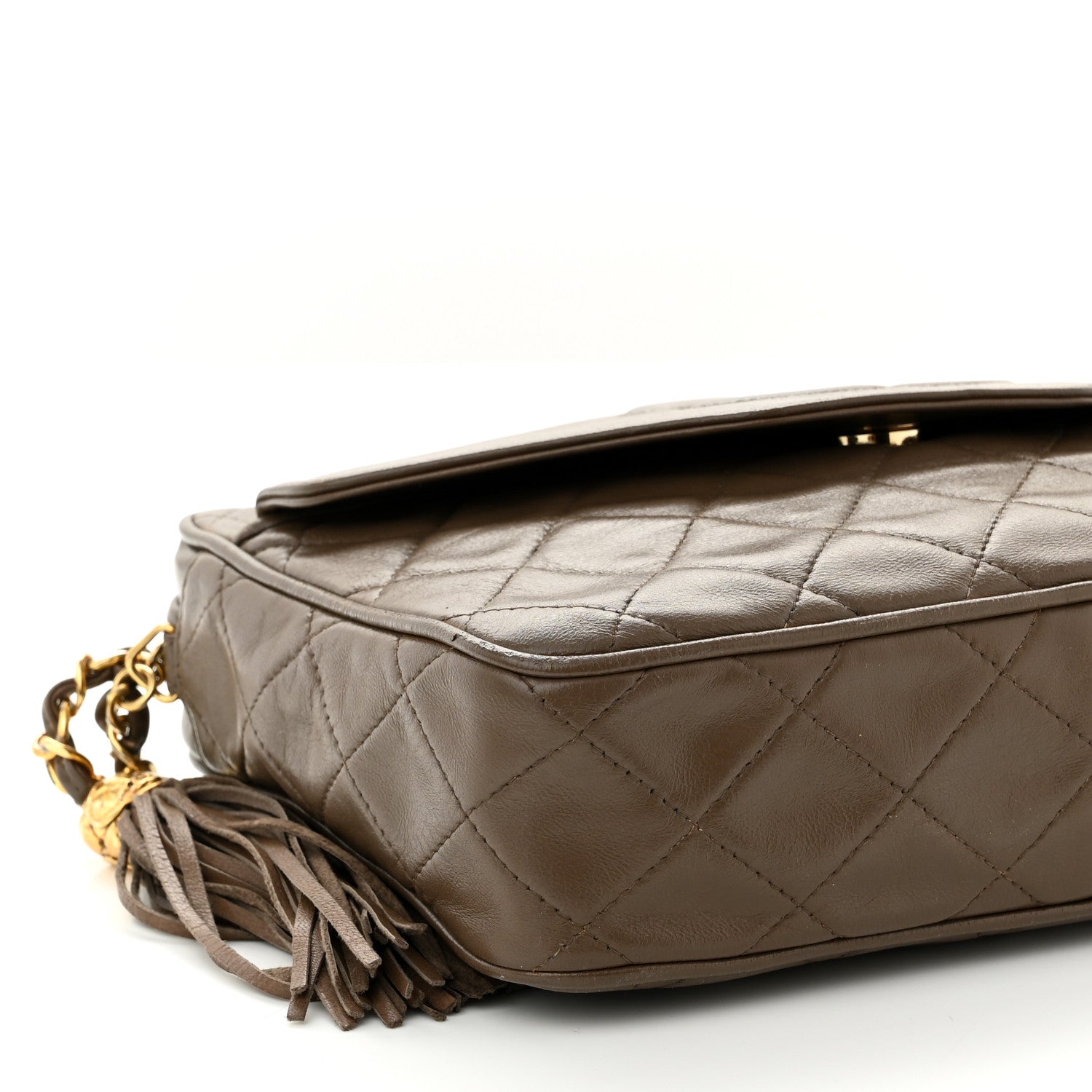 Chanel Lambskin Quilted Tassel Camera Case Brown 10 of 12