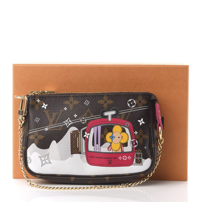 Louis Vuitton Monogram 2019 Christmas Animation Mini Courchevel Pochette Accessories Fuchsia 9 of 10
