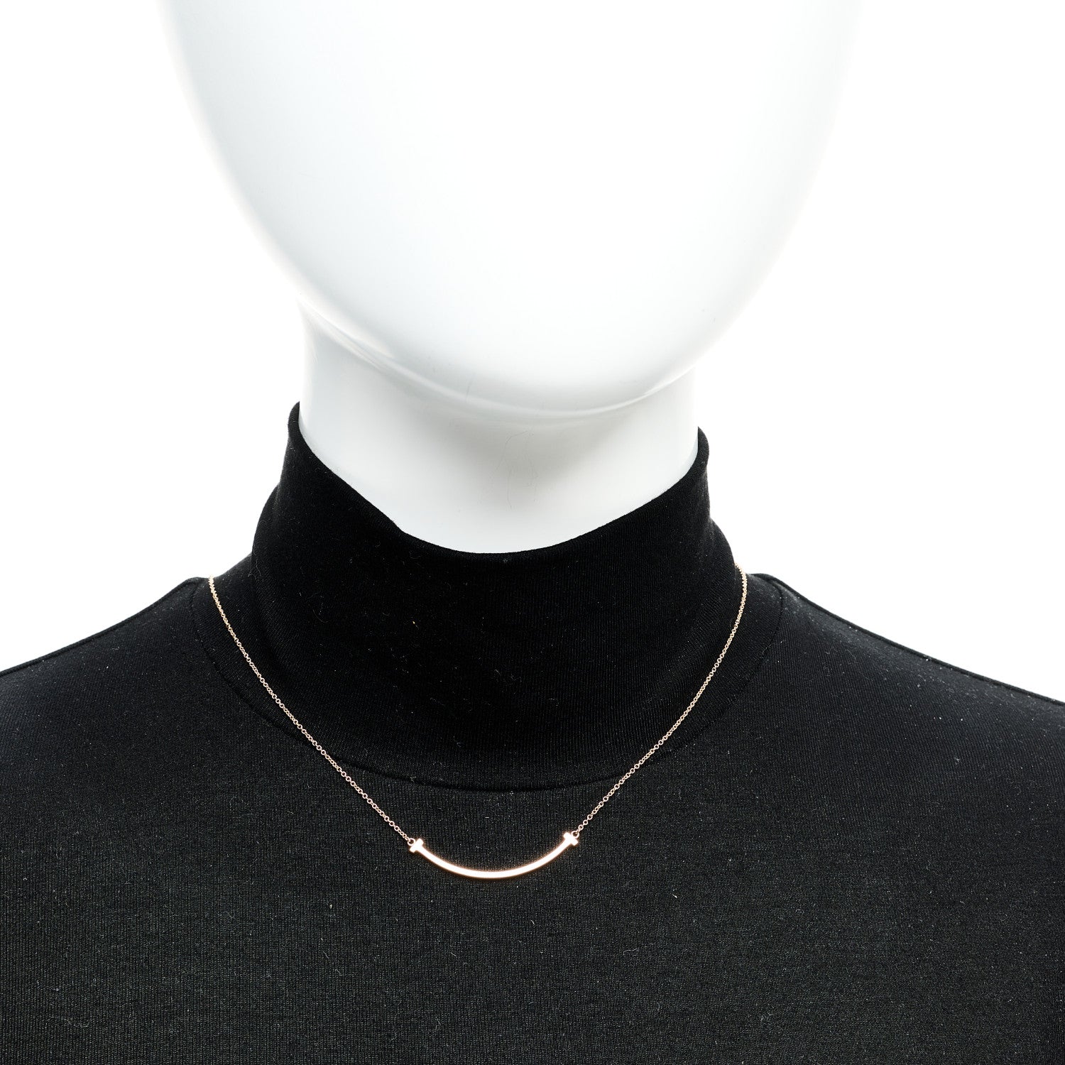 Tiffany 18K Rose Gold Small T Smile Pendant Necklace 2 of 6