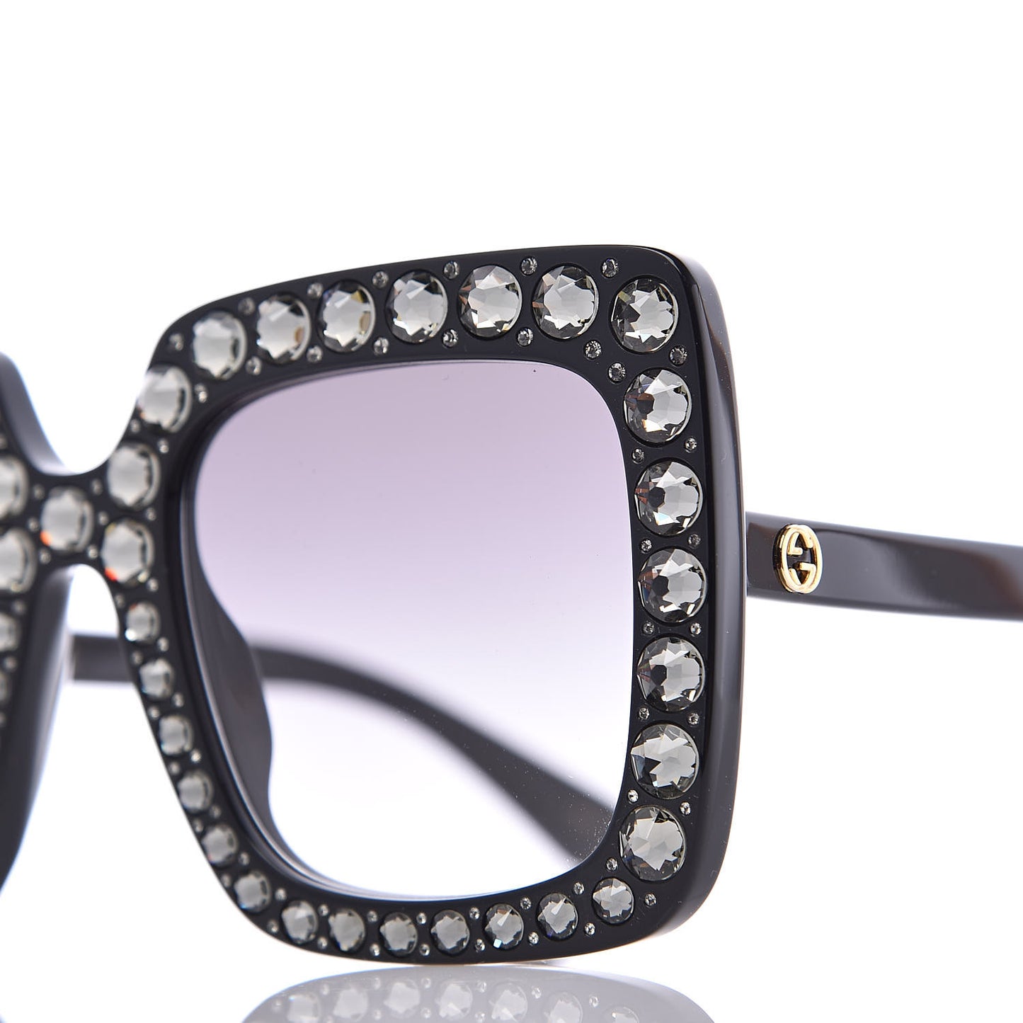 Acetate Crystal Oversize Sunglasses GG0148S Black