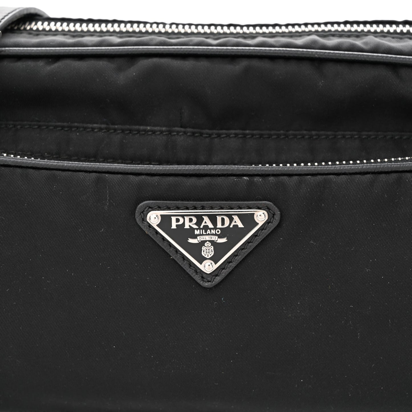 Nylon Saffiano Vela Double Zip Crossbody Bag Black