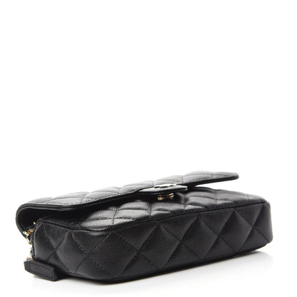 Chanel Caviar Quilted Flap Phone Holder With Chain Black 4 of 13