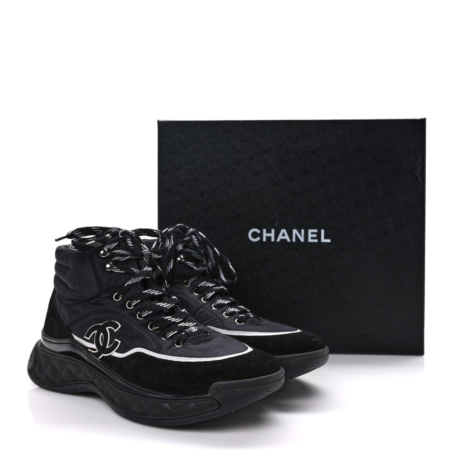 Fabric Calfskin Suede Womens CC Sneakers 40 Black
