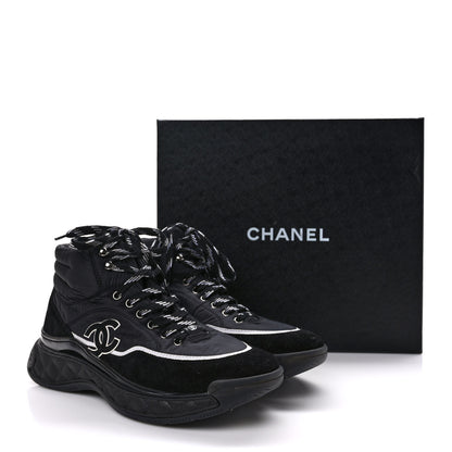 Chanel Fabric Calfskin Suede Womens CC Sneakers 40 Black 8 of 8