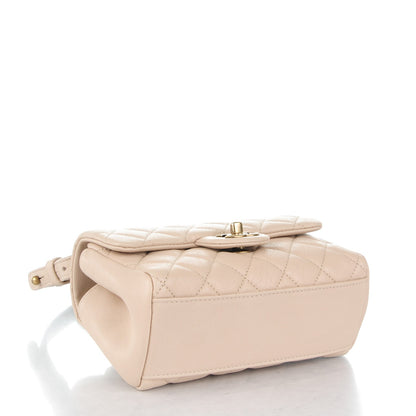 Chanel Shiny Sheepskin Quilted Mini Trapezio Flap Beige 4 of 7