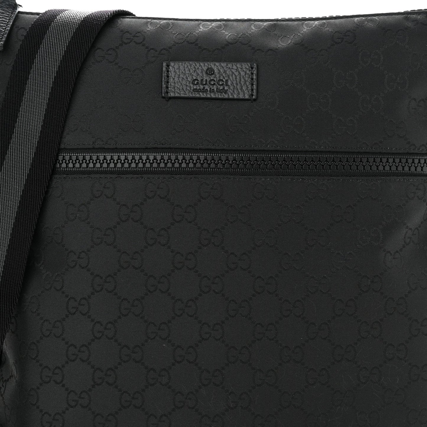 Nylon Monogram Medium Flat Messenger Bag Black