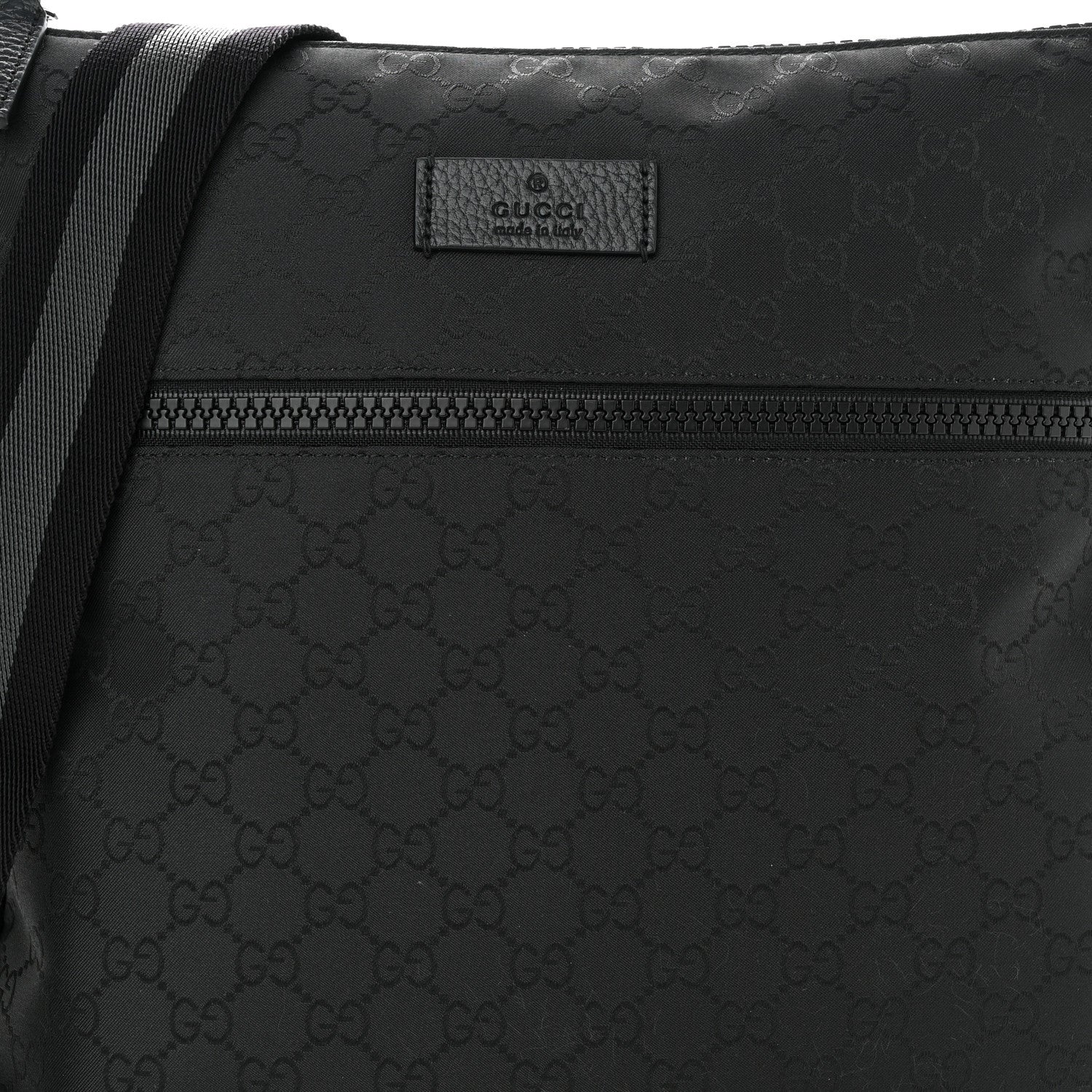 Gucci Nylon Monogram Medium Flat Messenger Bag Black 8 of 10