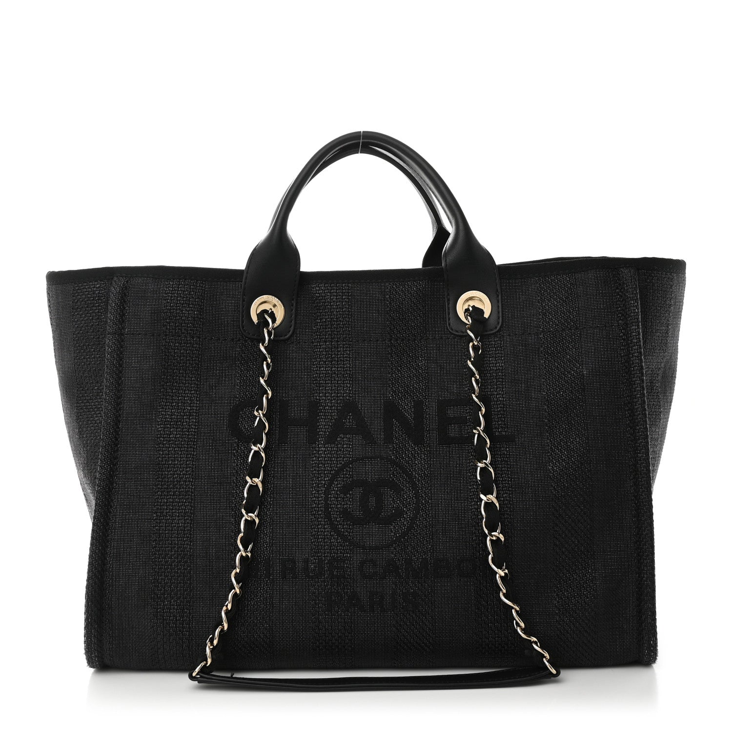 Chanel Mixed Fibers Calfskin Striped Medium Deauville Tote Black 1 of 11