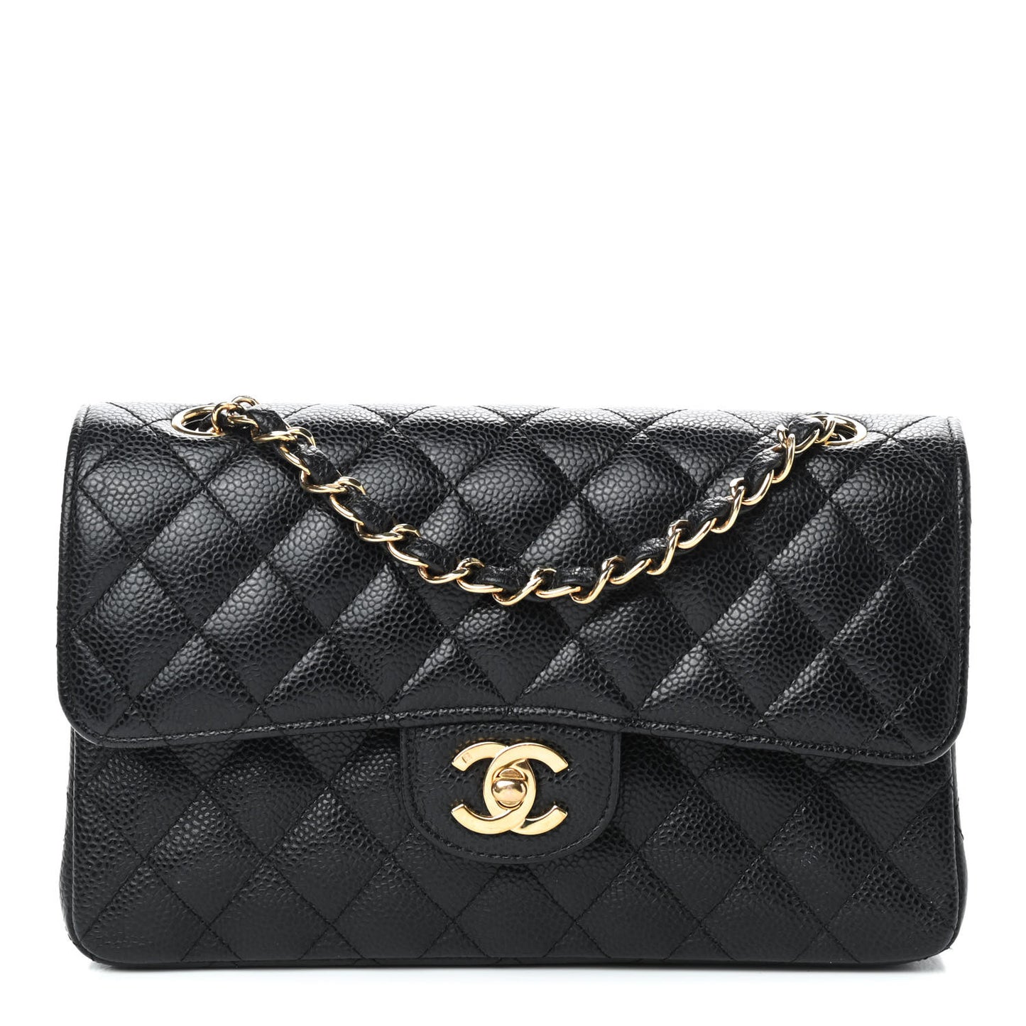 Caviar Quilted Small Double Flap Black