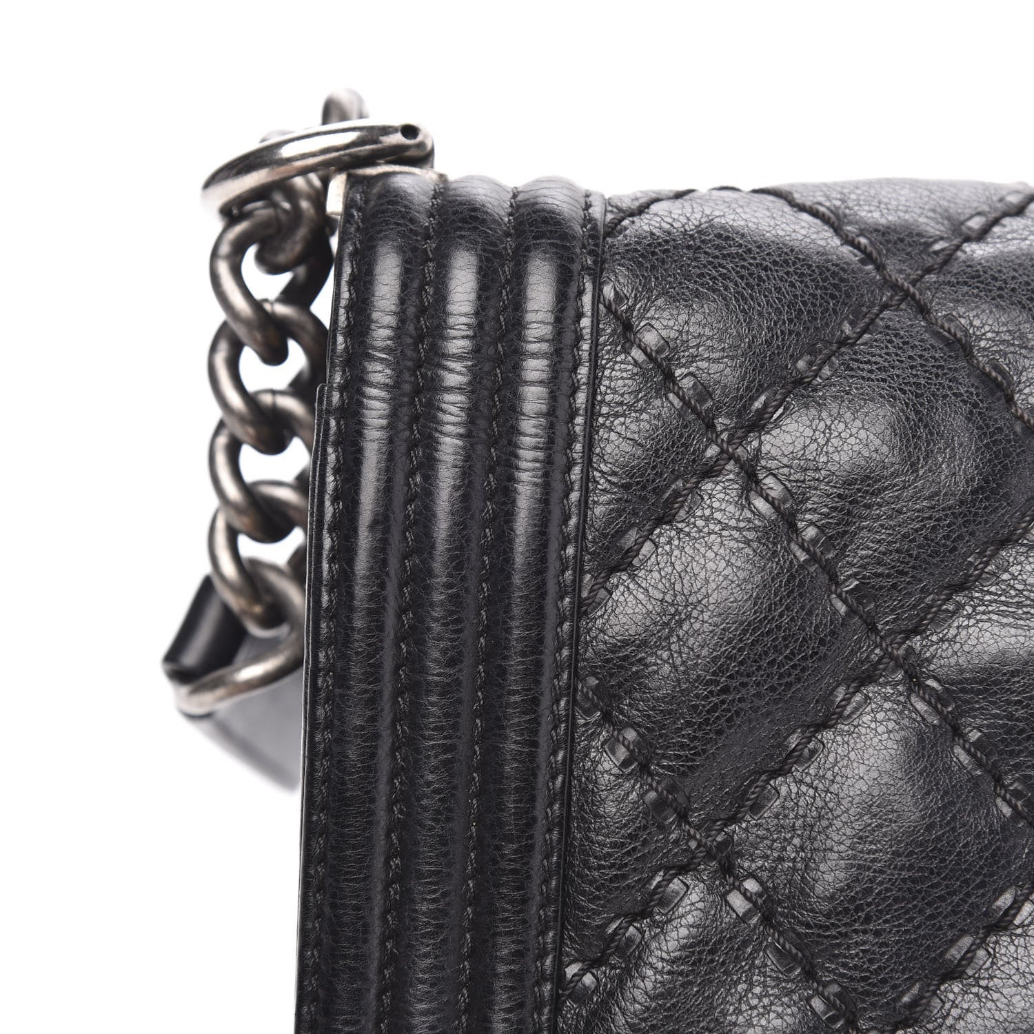 Chanel Calfskin Double Stitch Medium Boy Flap Black 14 of 16