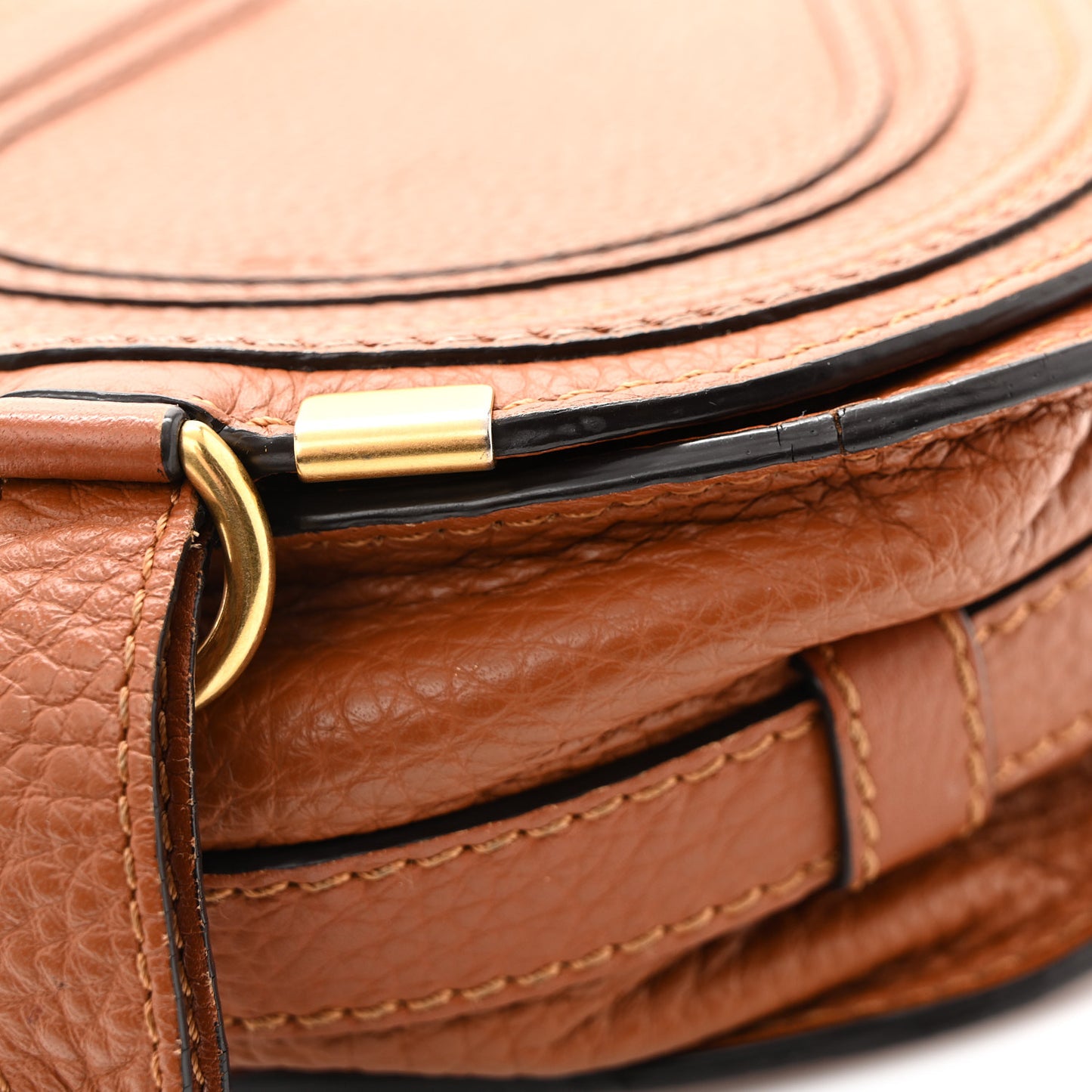 Calfskin Mini Marcie Round Crossbody Bag Tan
