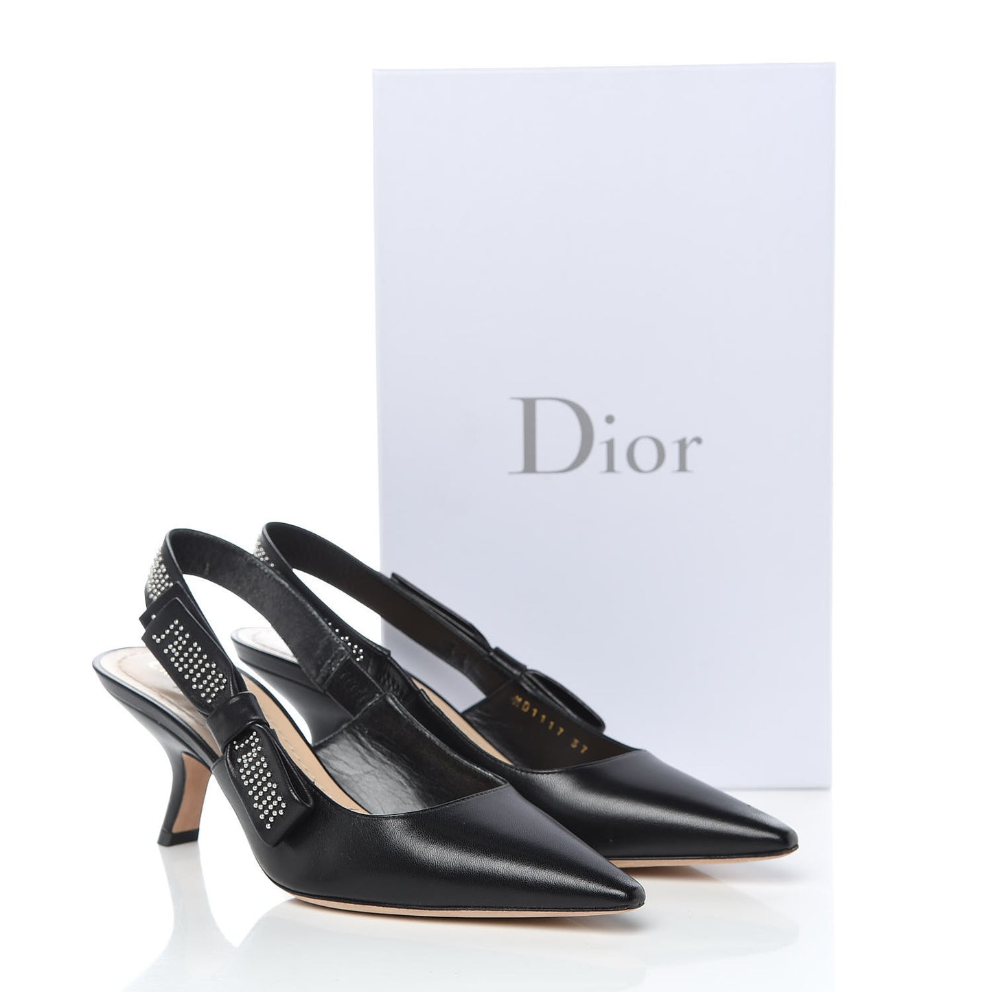 Lambskin Studded J'Adior Slingback 65mm Pumps 37 Black