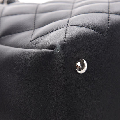 Chanel Calfskin Quilted Feather Weight Bowling Bag Black Beige 8 of 11