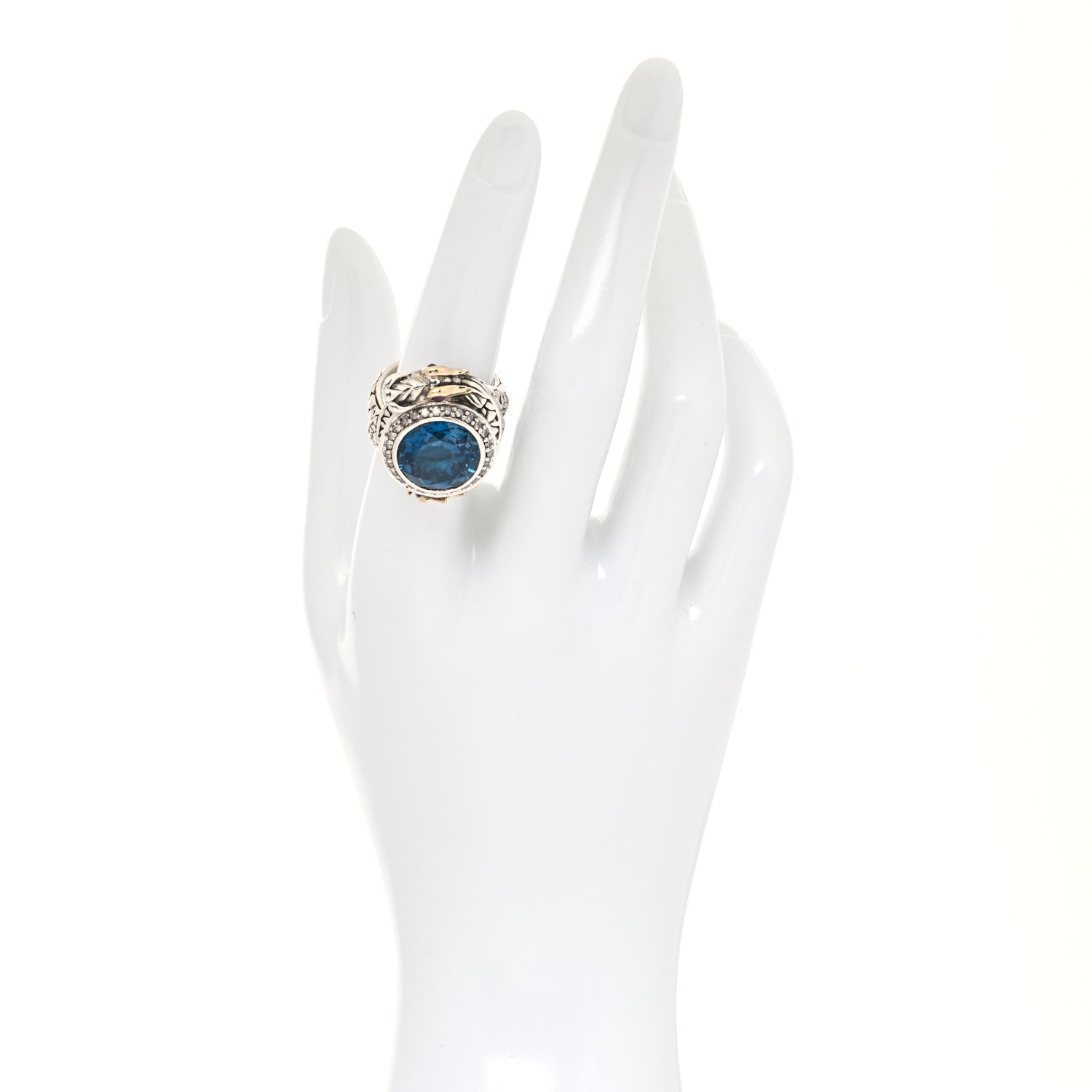 John Hardy Sterling Silver 18K Yellow Gold Diamond Blue Topaz Ruby Naga Dragon Ring 55 7.25 2 of 5