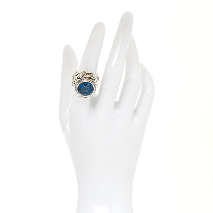 John Hardy Sterling Silver 18K Yellow Gold Diamond Blue Topaz Ruby Naga Dragon Ring 55 7.25 2 of 5