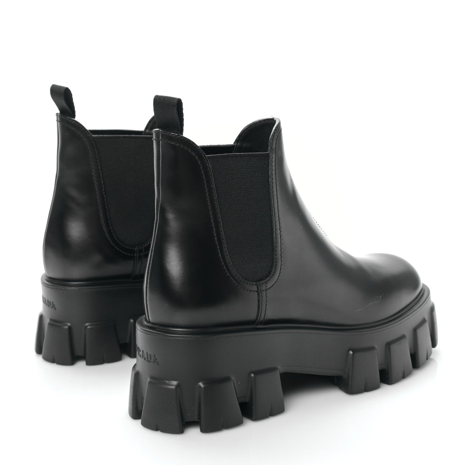 Prada Spazzolato Rois Monolith Chelsea 55mm Ankle Boots 37 Black 4 of 8