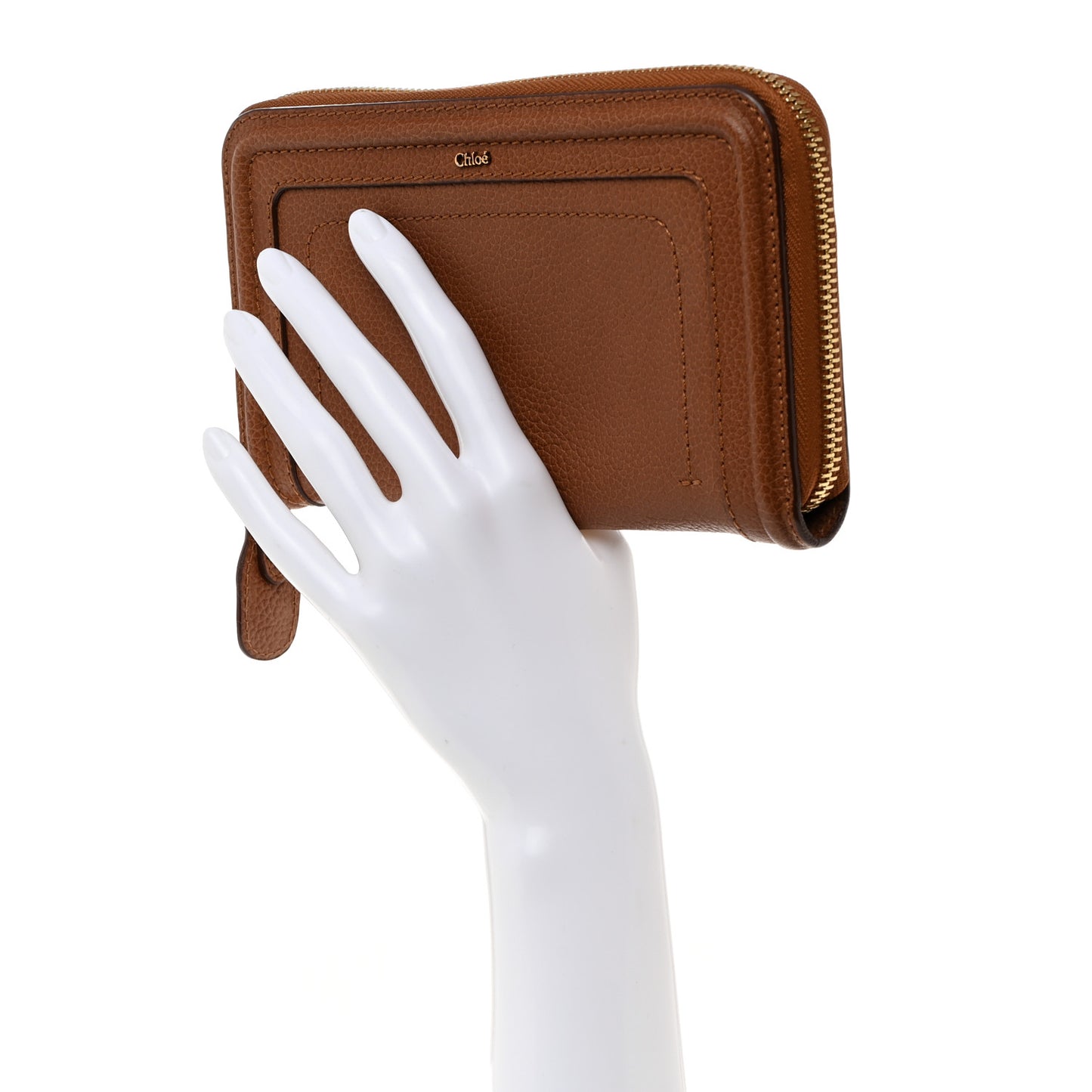 Calfskin Marcie Long Zip Around Wallet Tan