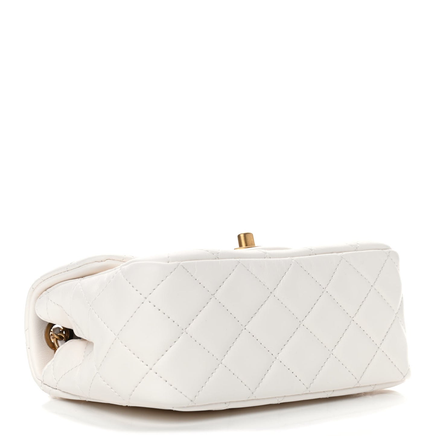 Lambskin Quilted Mini Pearl Crush Flap White