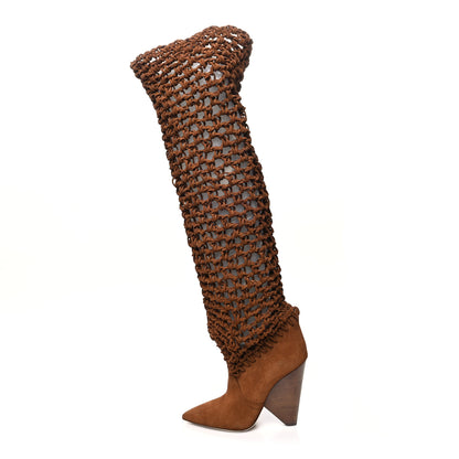 Saint Laurent Suede Twine Soho Niki 105 Thigh High Boots 37 Light Land 1 of 6
