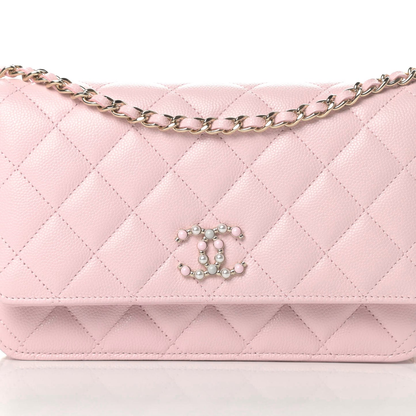 Caviar Quilted Coco Candy Wallet On Chain WOC Light Pink