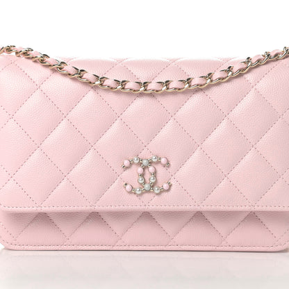 Chanel Caviar Quilted Coco Candy Wallet On Chain WOC Light Pink 11 of 12