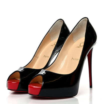 Christian Louboutin Patent New Very Prive 120 Pumps 38 Black Red 3 of 7