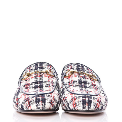 Gucci Tweed Check Womens Princetown Slippers 35.5 Gardenia Ink Blue Agata 4 of 18