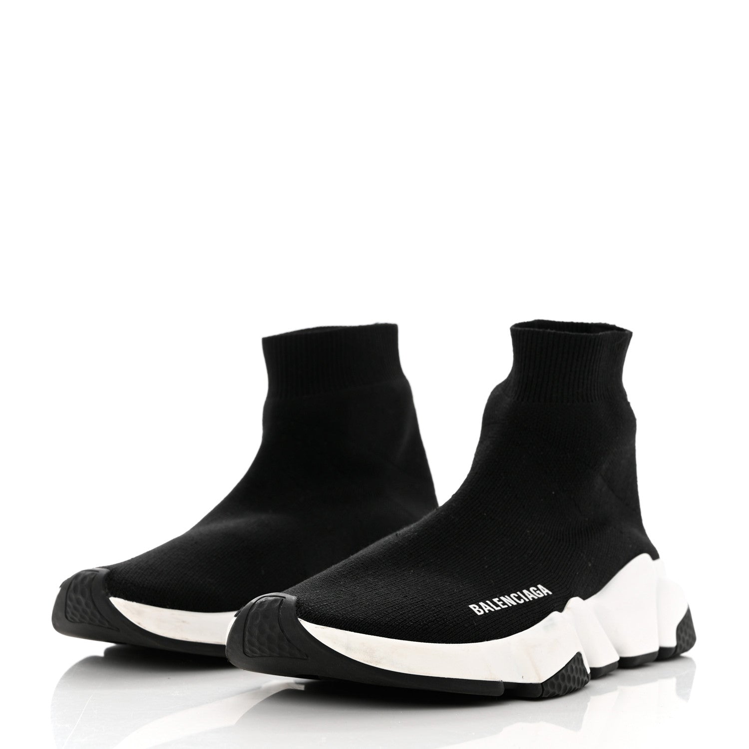 Balenciaga Neoprene Knit Womens Speed Sneakers 38 Black White 3 of 11