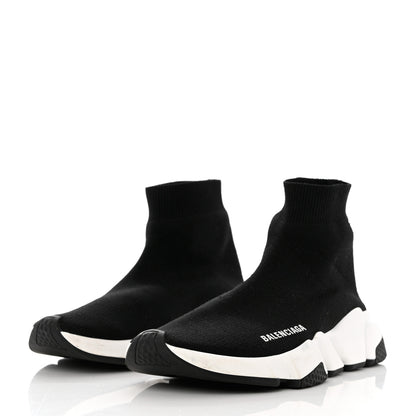 Balenciaga Neoprene Knit Womens Speed Sneakers 38 Black White 3 of 11