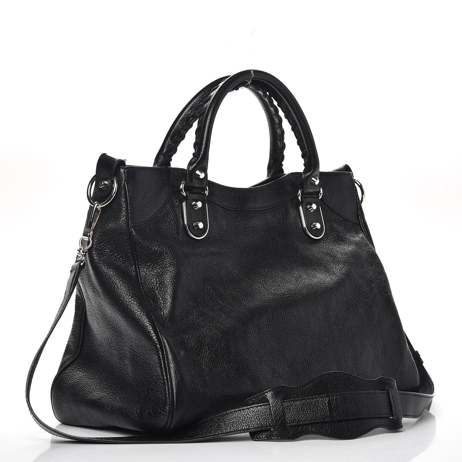 Balenciaga Chevre Silver Metallic Edge Hardware Velo Black 4 of 9