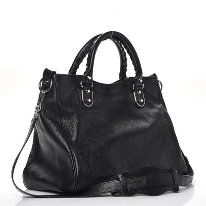Balenciaga Chevre Silver Metallic Edge Hardware Velo Black 4 of 9