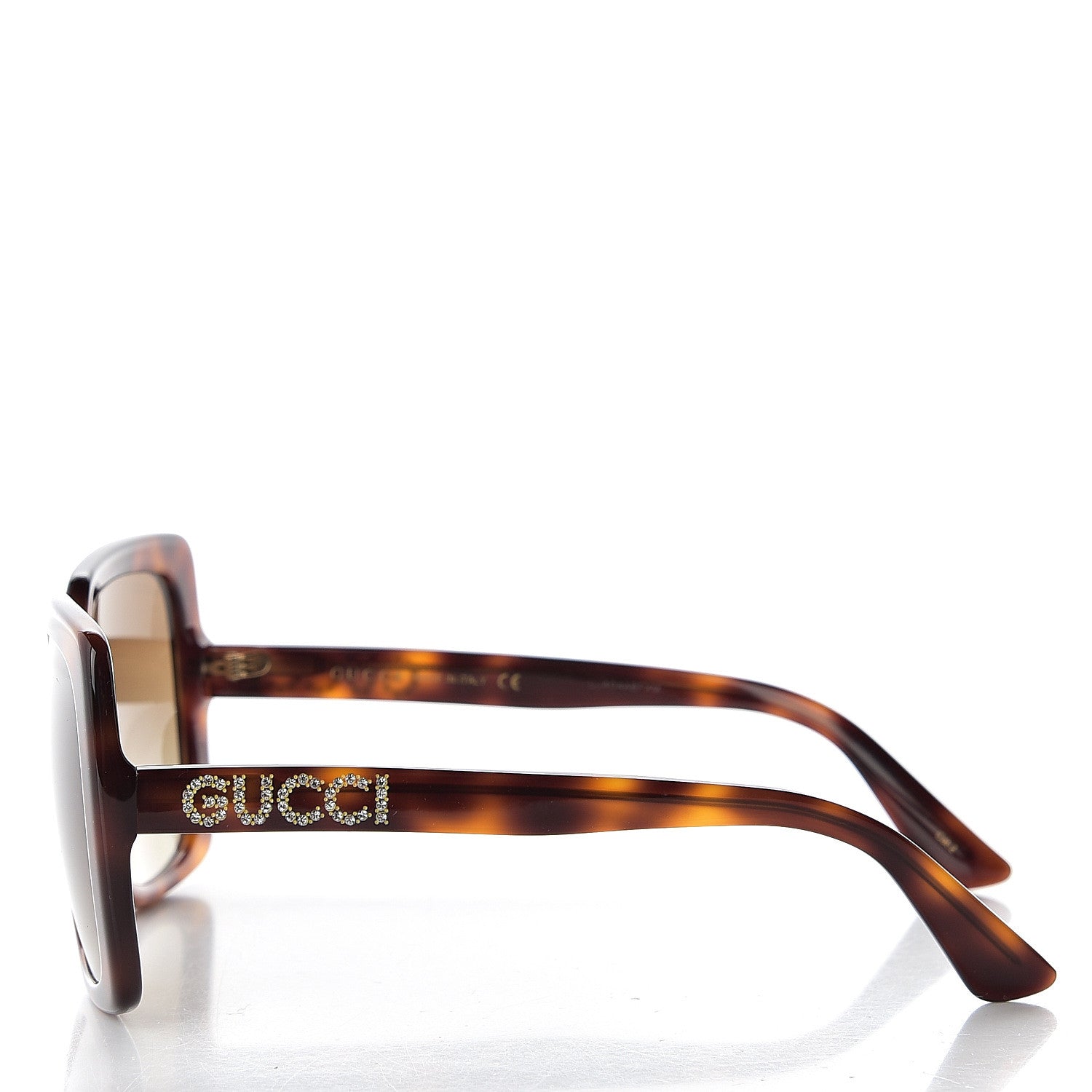 Gucci Square Frame Crystal Sunglasses GG 0418S Tortoiseshell 3 of 10