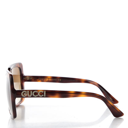 Gucci Square Frame Crystal Sunglasses GG 0418S Tortoiseshell 3 of 10