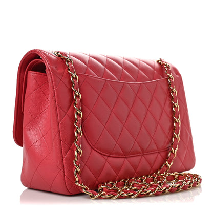 Chanel Caviar Quilted Jumbo Double Flap Red 3 of 10