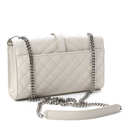 Saint Laurent Grain De Poudre Textured Mixed Matelasse Triquilt Small Monogram Satchel Crema Soft 3 of 10