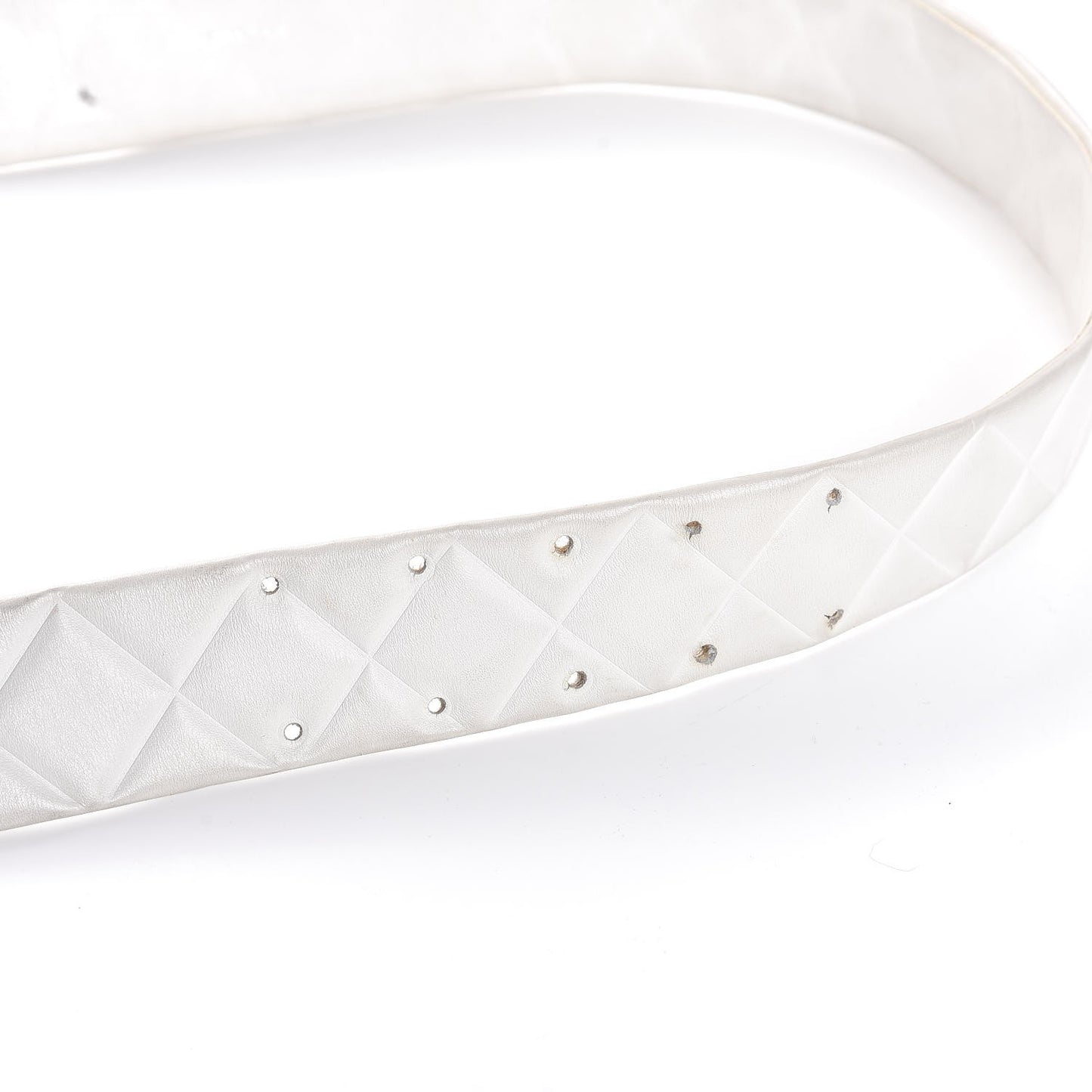 Calfskin Quilted CC Belt 90 36 White