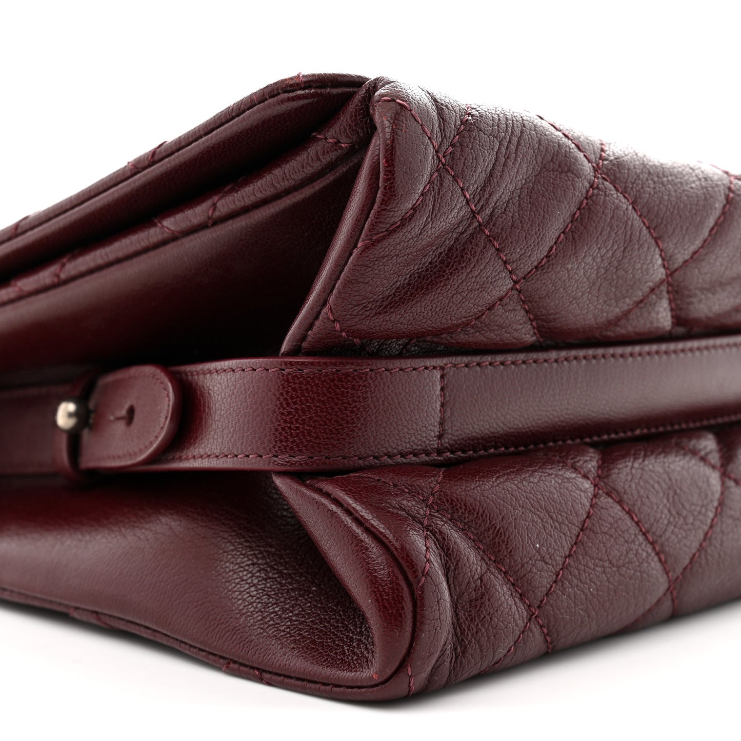 Goatskin Quilted Large City Rock Flap Burgundy