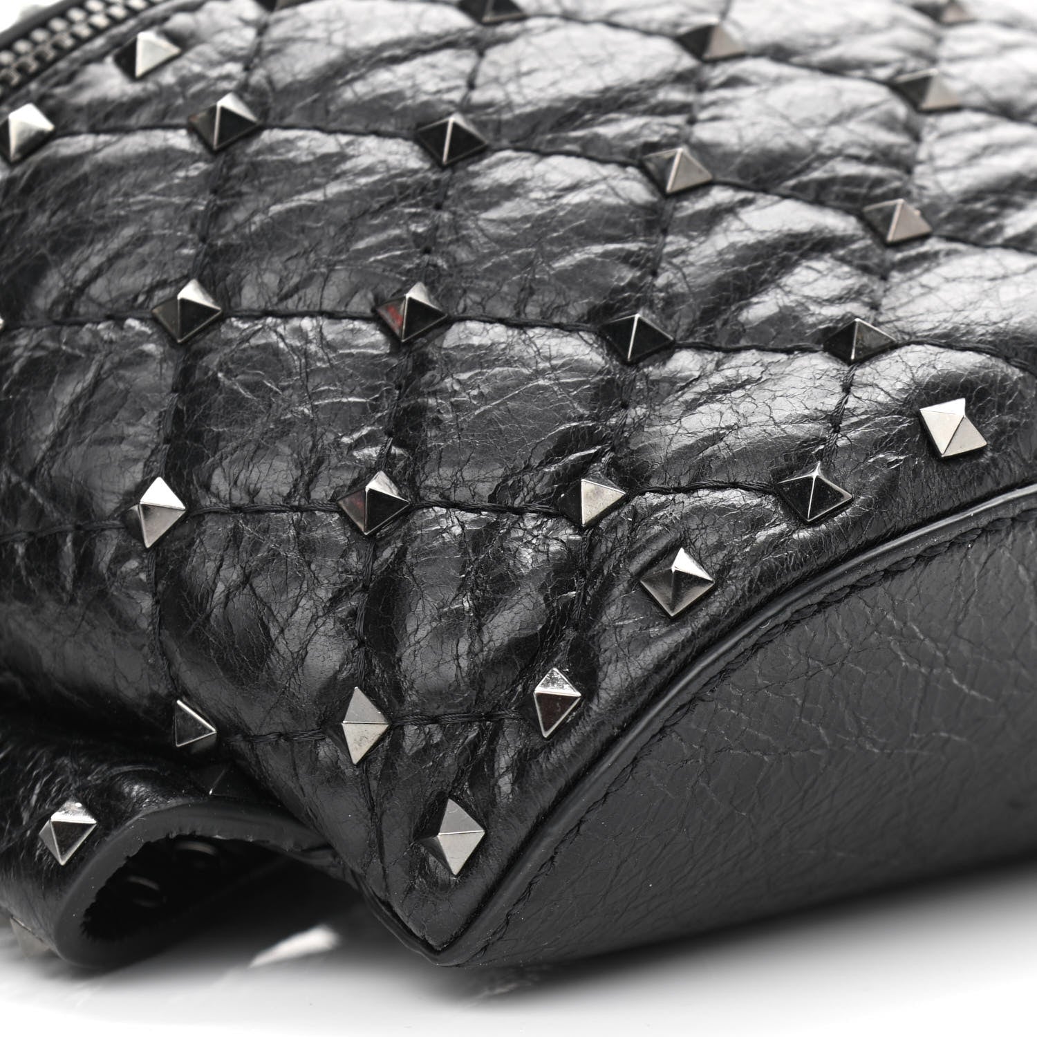 Valentino Garavani Craquele Nappa Rockstud Spike Belt Bag 85 Black 8 of 9