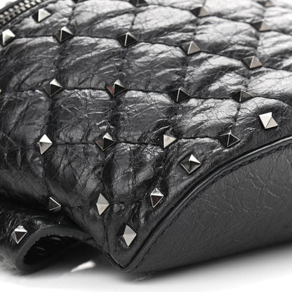 Valentino Garavani Craquele Nappa Rockstud Spike Belt Bag 85 Black 8 of 9