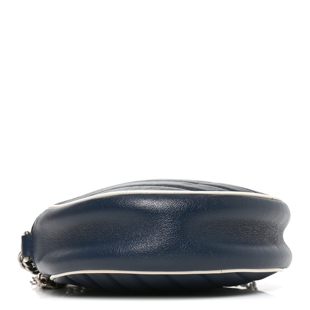 Gucci Azalea Calfskin Matelasse Diagonal Mini Torchon GG Marmont Round Shoulder Bag Blue Agata Mystic White 4 of 11