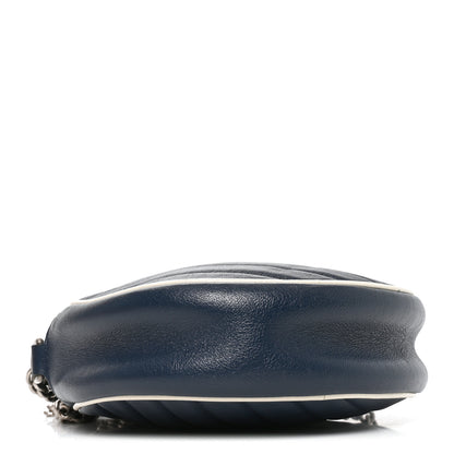 Gucci Azalea Calfskin Matelasse Diagonal Mini Torchon GG Marmont Round Shoulder Bag Blue Agata Mystic White 4 of 11