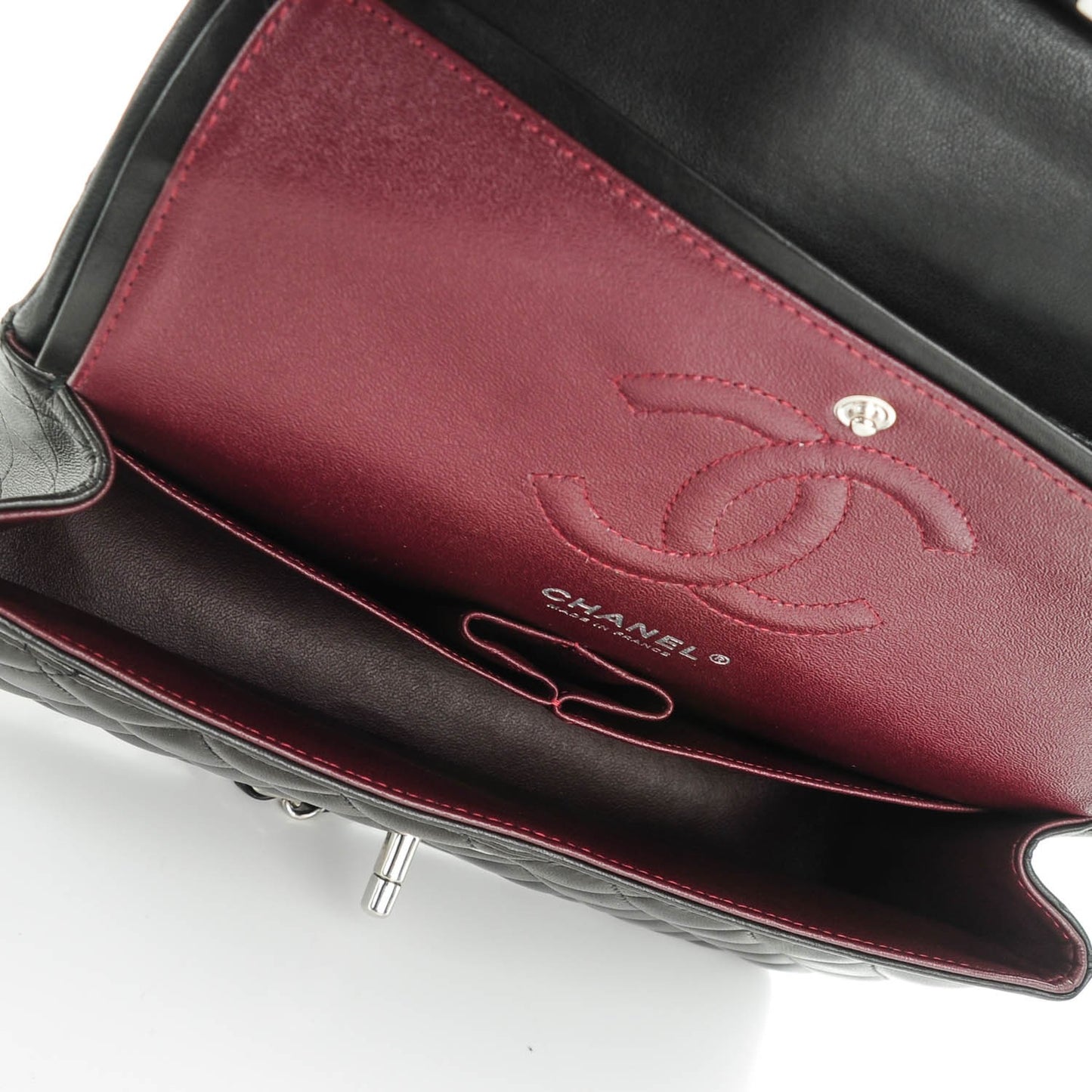 Lambskin Quilted Medium Double Flap Black